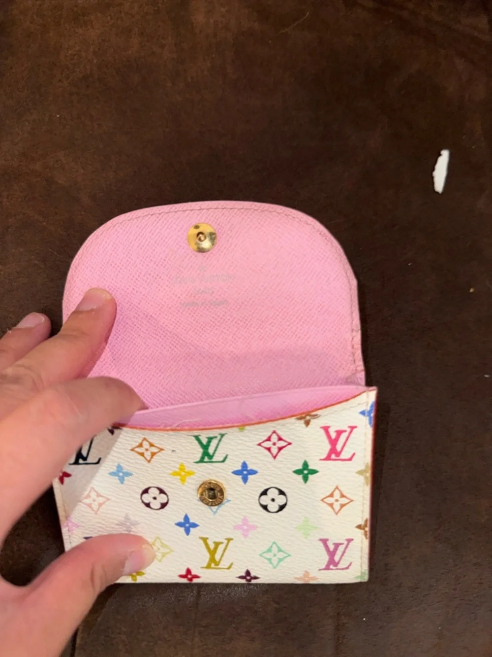 Louis Vuitton Rosalie Coin Purse White Multicolor Monogram Compact Wallet - Picture 3 of 4